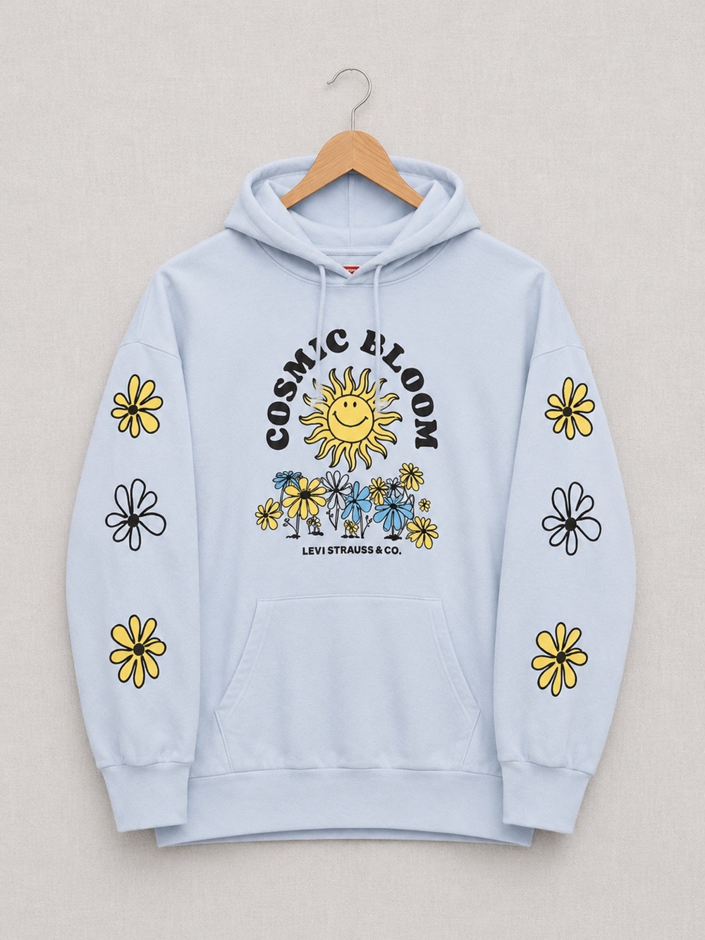 Levi's Oversized Cosmic Bloom Light Blue Hoodie Sweater